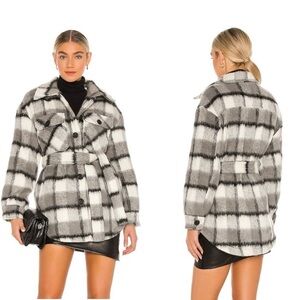 Line & Dot Harrison Wool Blend Jacket Shacket in Black and Grey XS